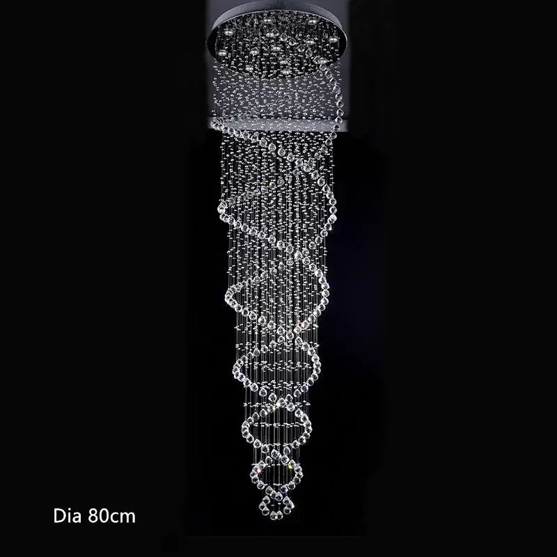 Modern silver crystal led chandelier staircase tiered lighting
