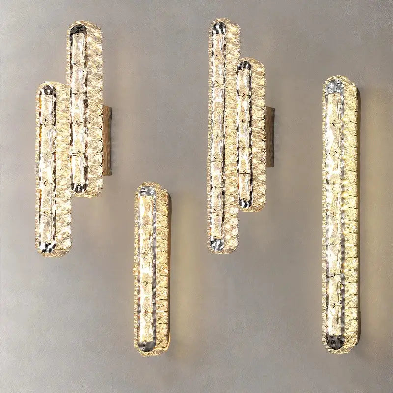 Modern silver crystal led wall lamp bedroom sconce
