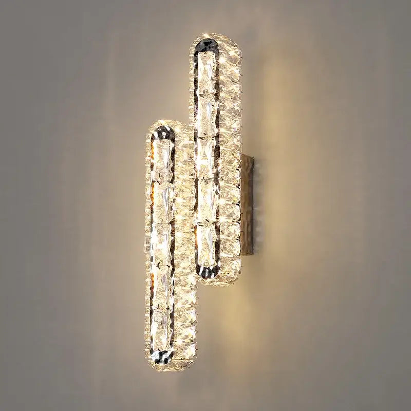 Modern silver crystal led wall lamp bedroom sconce