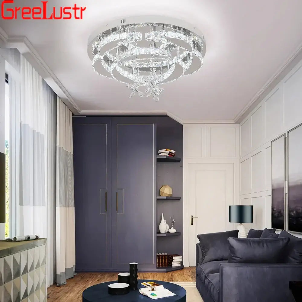 Modern silver crystal raindrop led chandelier living room light