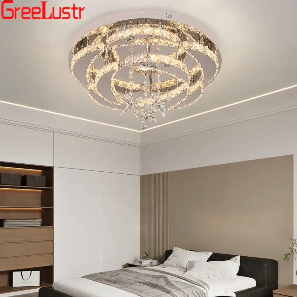 Modern silver crystal raindrop led chandelier living room light