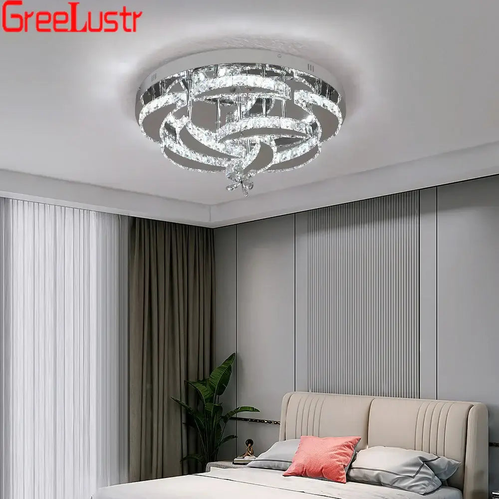 Modern silver crystal raindrop led chandelier living room light