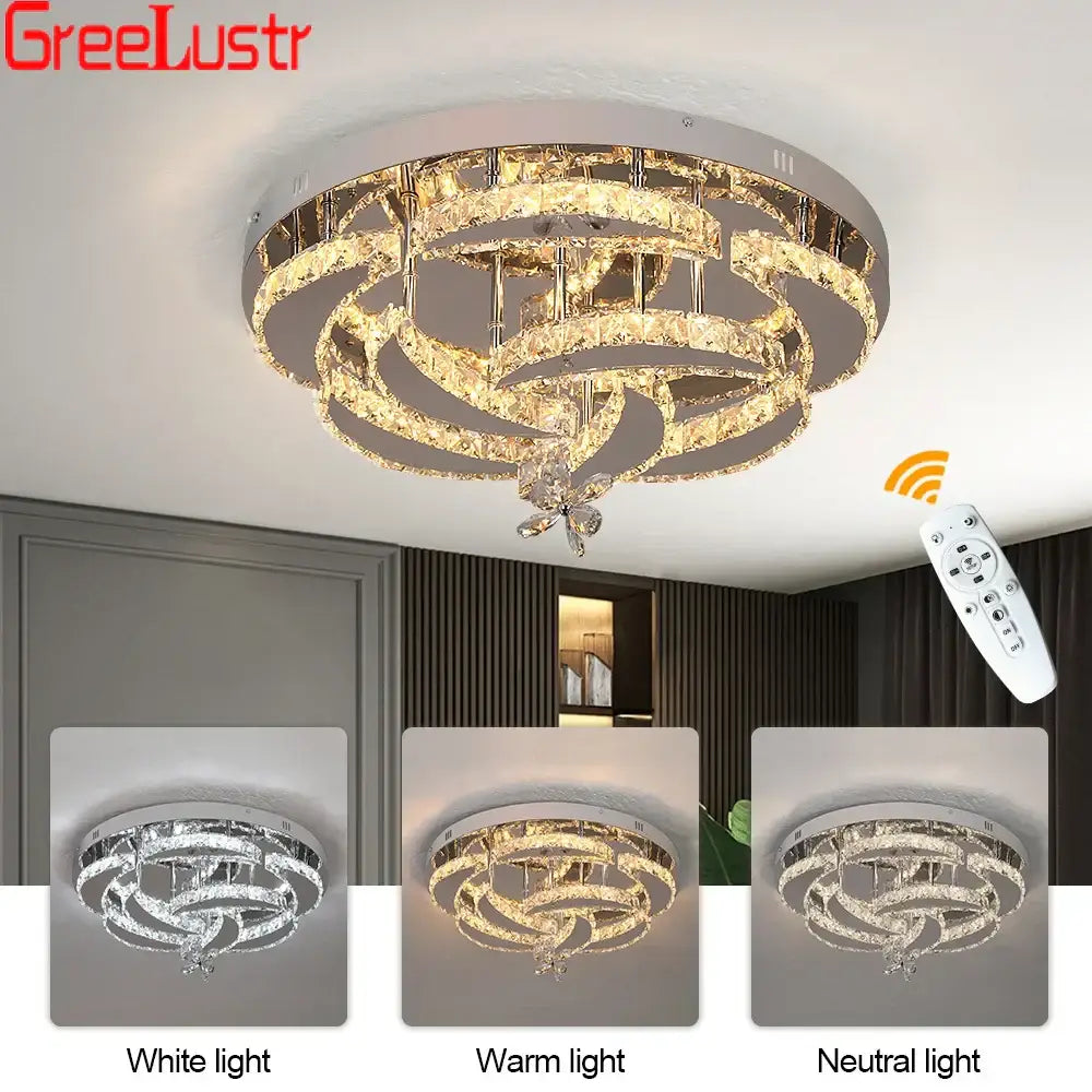 Modern silver crystal raindrop led chandelier living room light