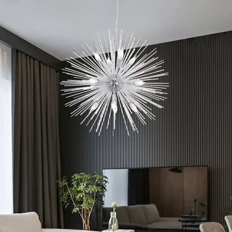 Modern silver dandelion sea urchin chandelier dining room led light