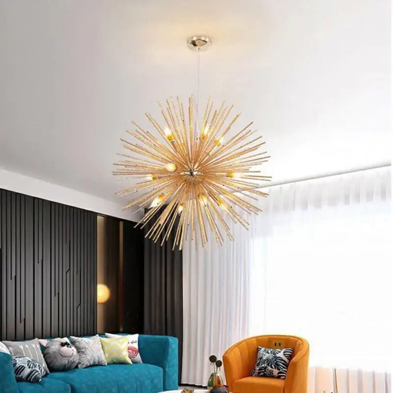 Modern silver dandelion sea urchin chandelier dining room led light