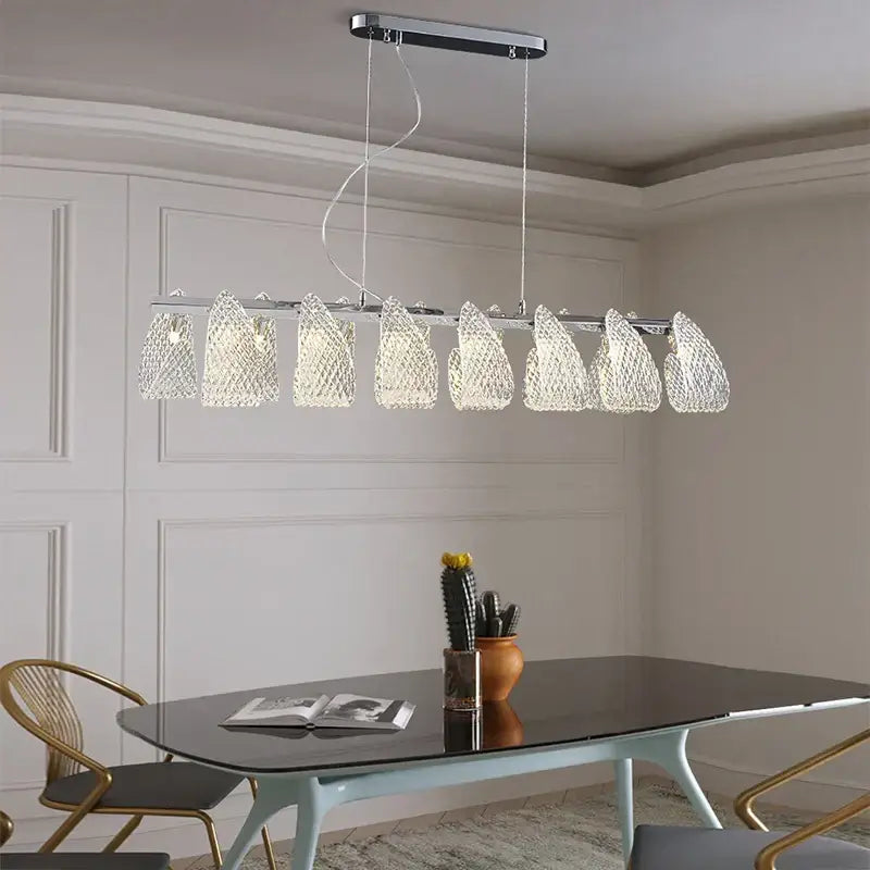Modern silver glass pinecone led chandelier dining room pendant light