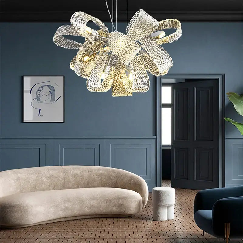 Modern silver glass pinecone led chandelier dining room pendant light