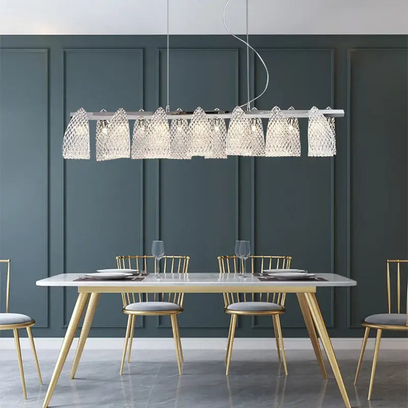 Modern silver glass pinecone led chandelier dining room pendant light