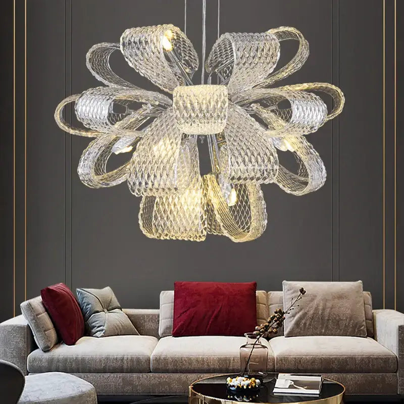 Modern silver glass pinecone led chandelier dining room pendant light