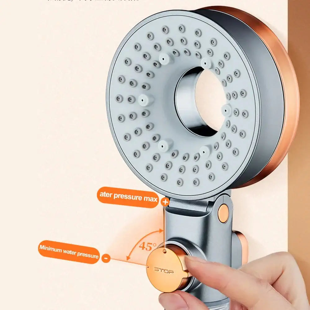 Modern silver & rose gold dual-sided shower head – bathroom filter