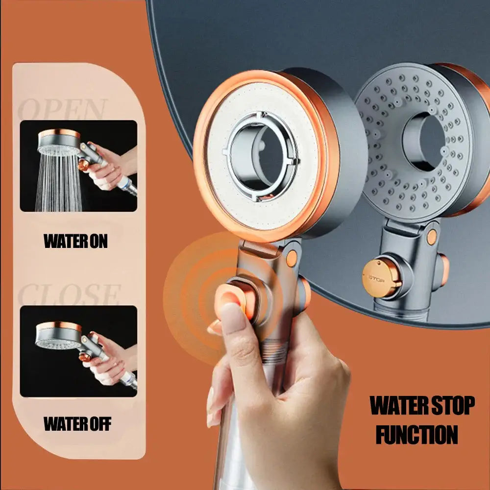 Modern silver & rose gold dual-sided shower head bathroom filter