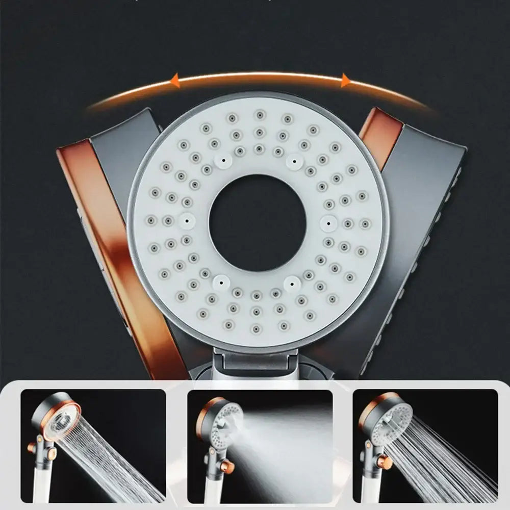 Modern silver & rose gold dual-sided shower head – bathroom filter