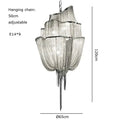 Modern silver tassel chain chandelier dining room led hanging lamp