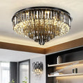 Modern smoky gray & gold crystal led chandelier living room light