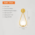 Modern spherical glass shade gold wall lamp for bedroom
