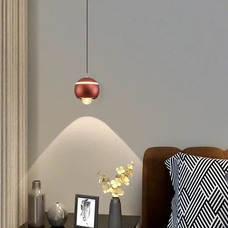Modern spherical led bedside lifting pendant light bedroom decor
