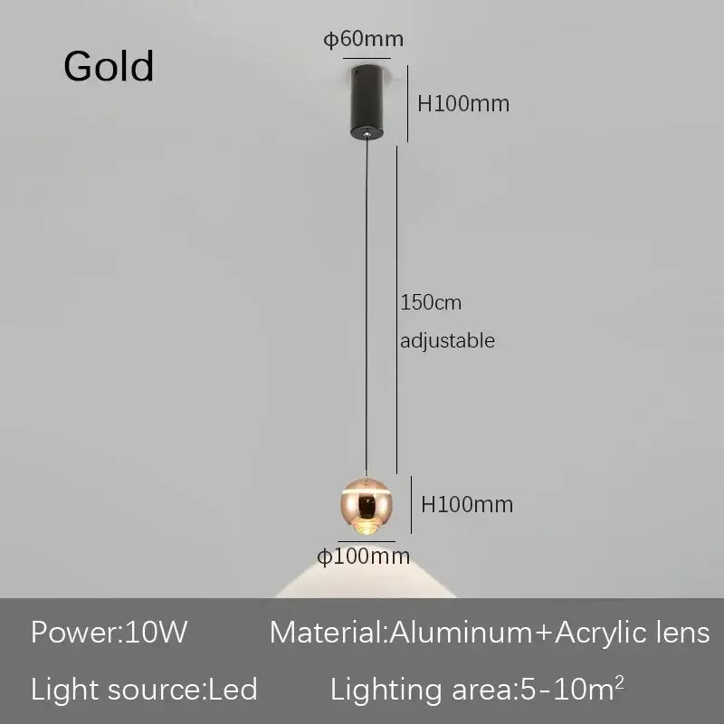 Modern spherical led bedside lifting pendant light bedroom decor