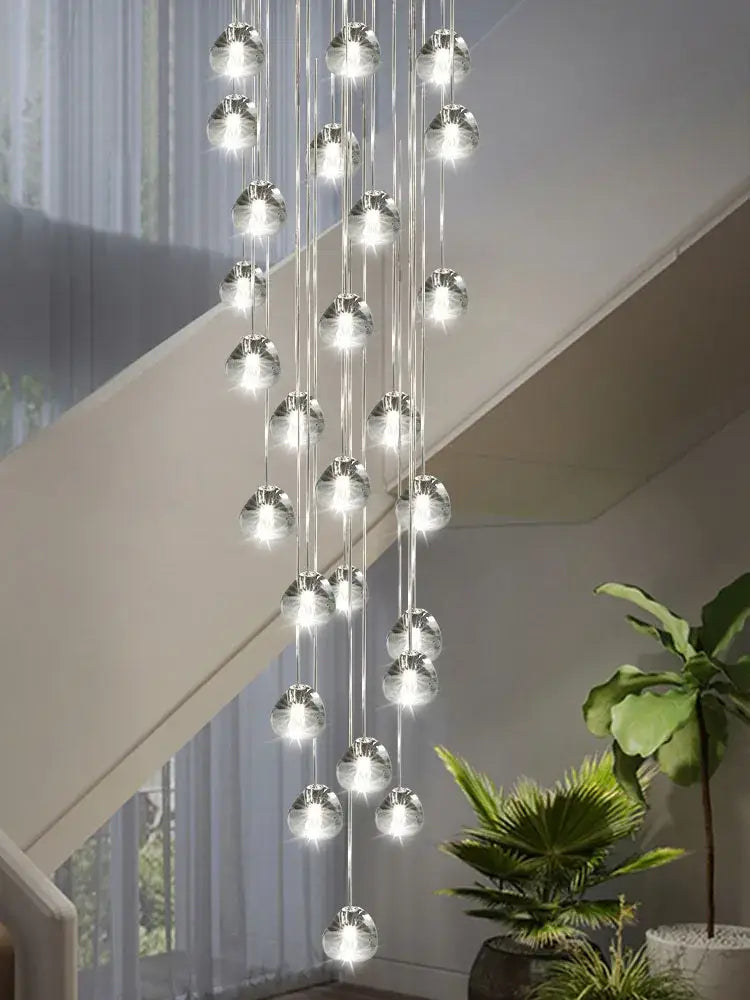 Modern spiral crystal led ceiling chandelier for staircase kitchen