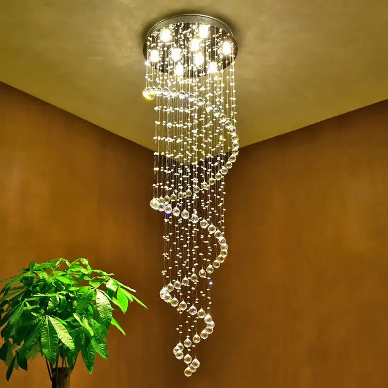 Modern spiral decorbites crystal chandelier for living room staircase