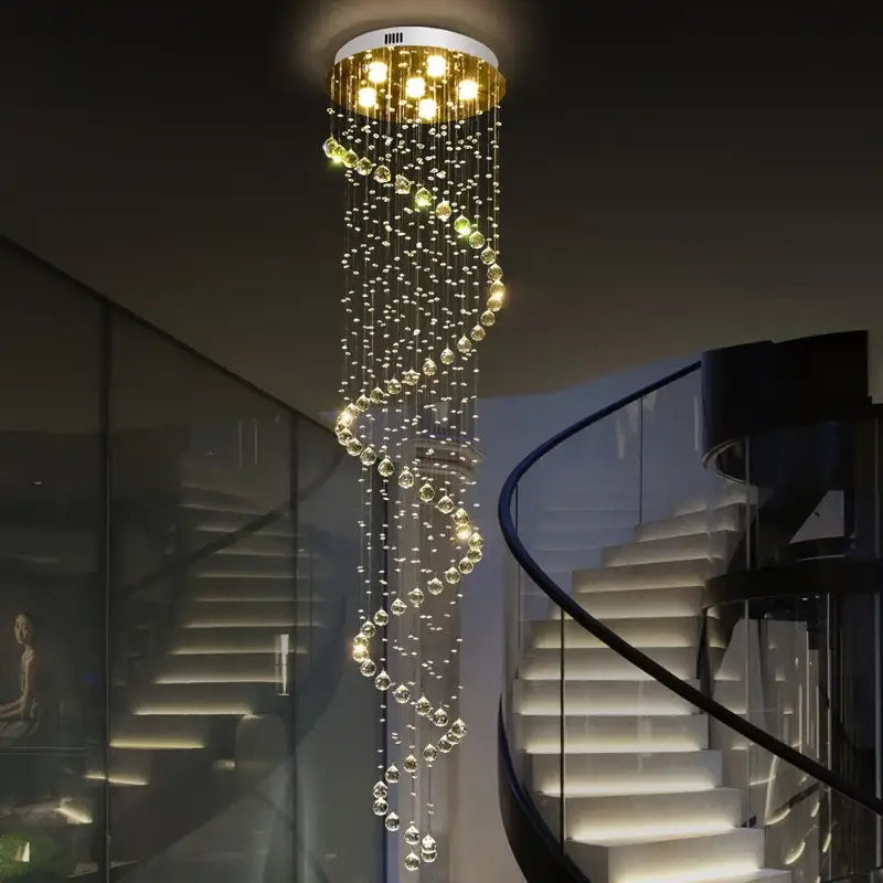 Modern spiral decorbites crystal chandelier for living room staircase