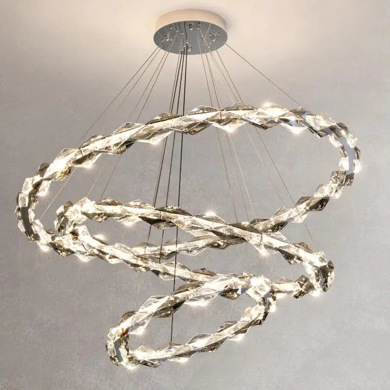 Modern spiral decorbites crystal chandelier living room led rings