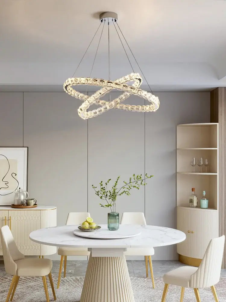 Modern spiral interlocking decorbites crystal chandelier living room