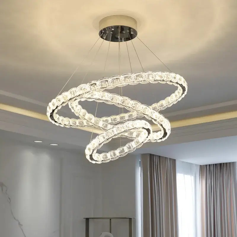Modern spiral interlocking decorbites crystal chandelier living room