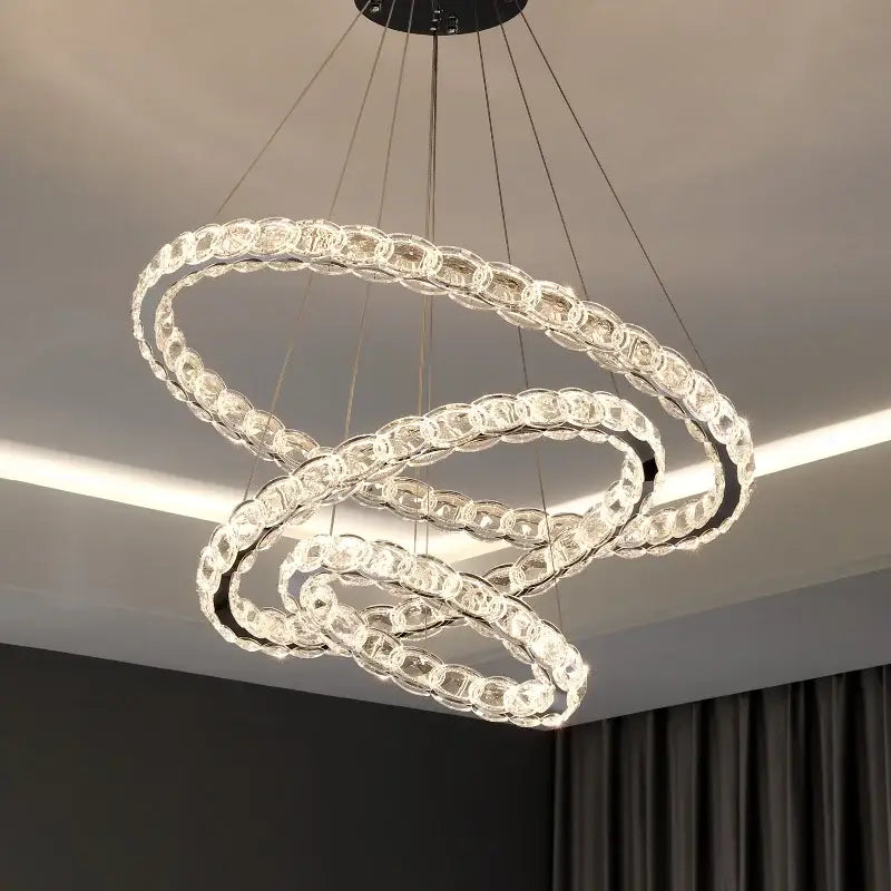 Modern spiral interlocking decorbites crystal chandelier living room