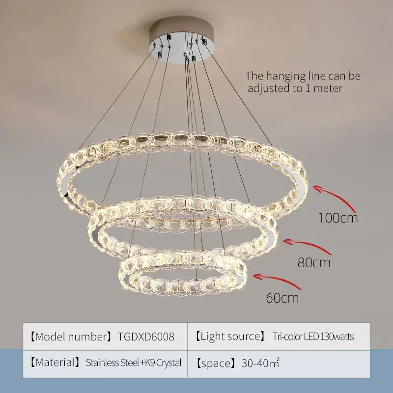 Modern spiral interlocking decorbites crystal chandelier living room