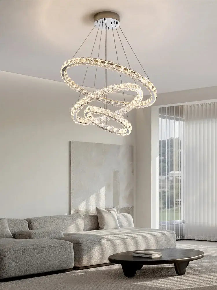 Modern spiral interlocking decorbites crystal chandelier living room