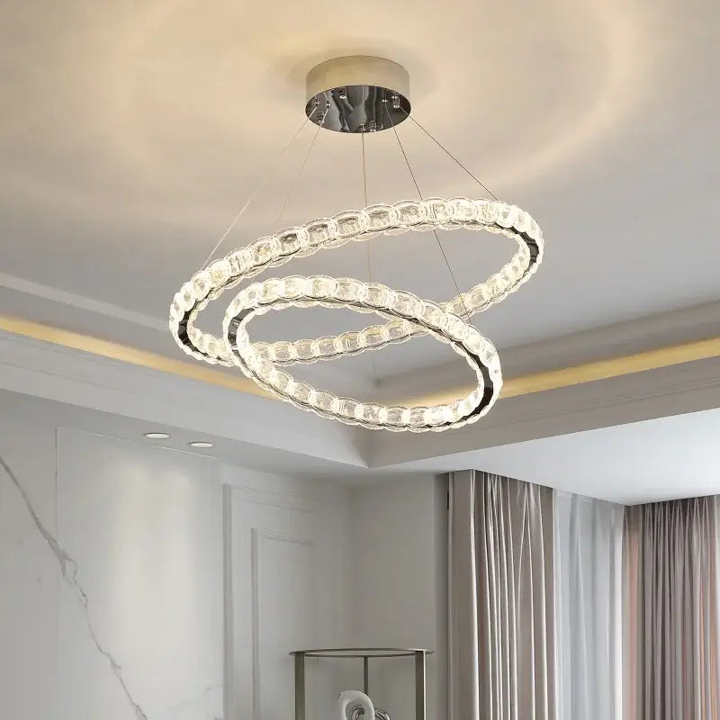 Modern spiral interlocking decorbites crystal chandelier living room
