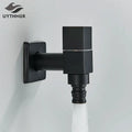 Modern square black brass wall mounted washing machine faucet garden