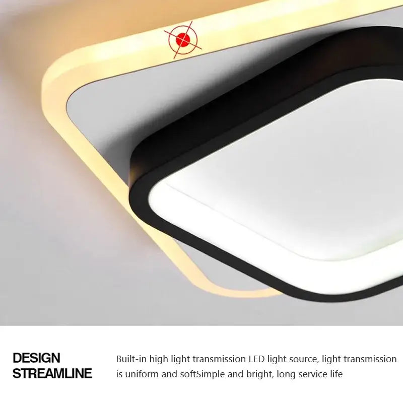 Modern square black led ceiling light for bedroom