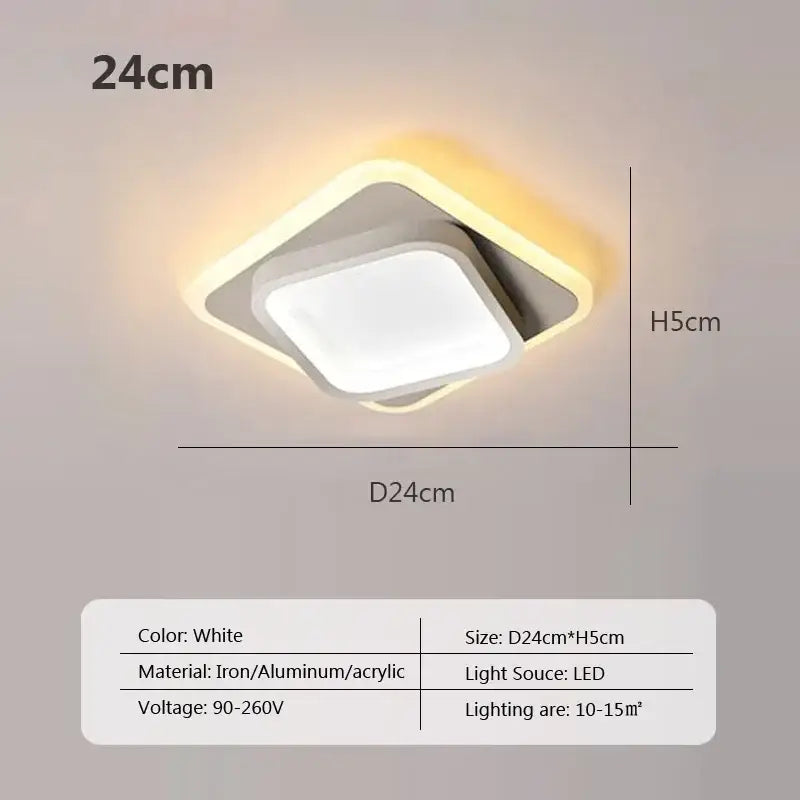 Modern square black led ceiling light for bedroom