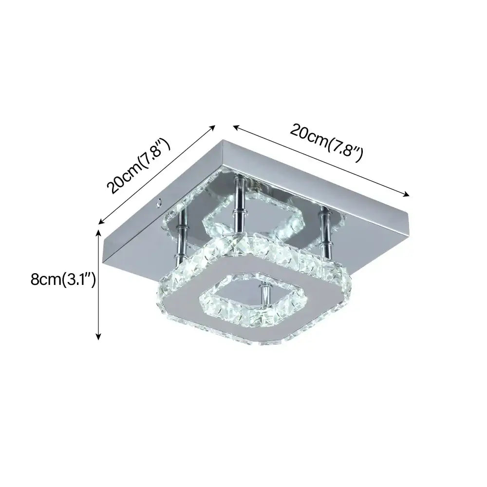 Modern square chrome crystal led ceiling light bedroom chandelier