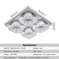 Modern square chrome crystal led ceiling light living room dimmable