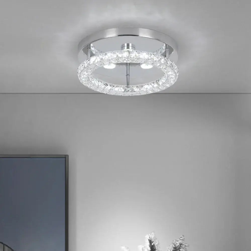 Modern square crystal flush mount ceiling light kitchen fixture