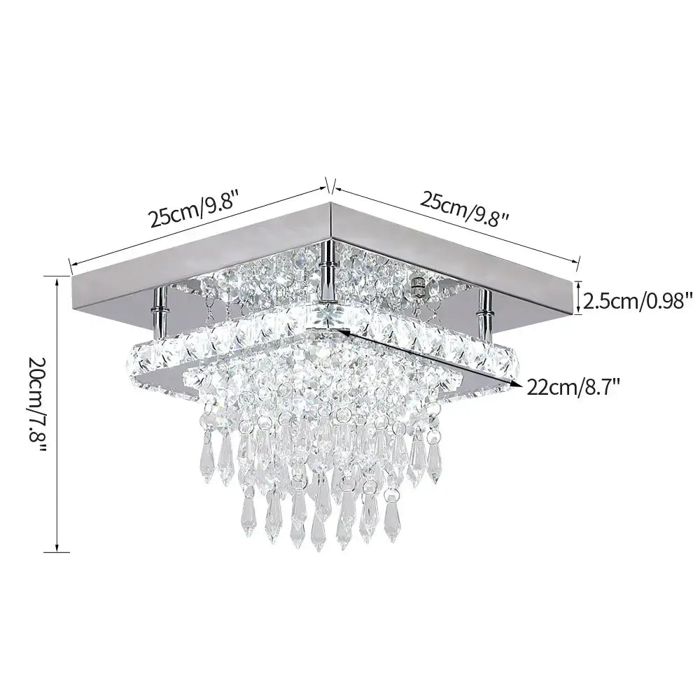 Modern square crystal flush mount ceiling light kitchen fixture