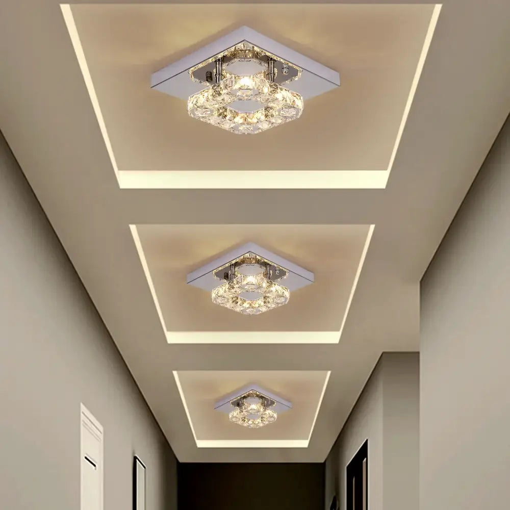 Modern square crystal led pendant chandelier dining room light