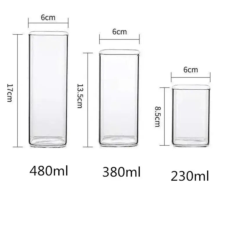 Modern square glass coffee tea mug kitchen drinkware