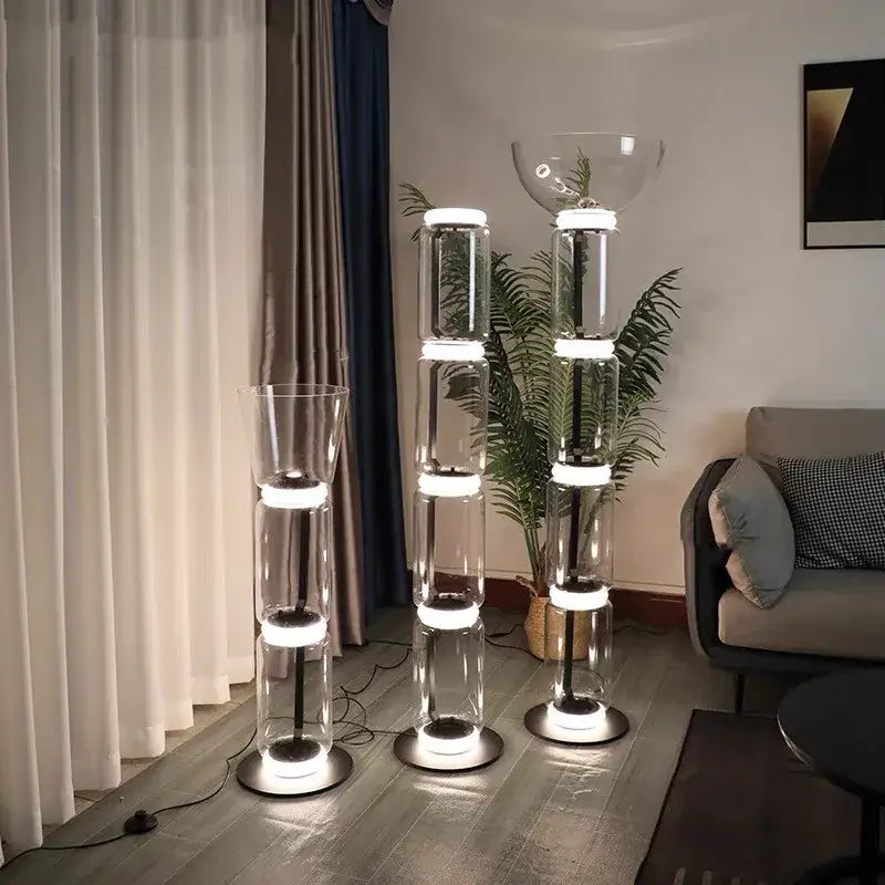 Modern stacked glass led floor lamp living room lighting