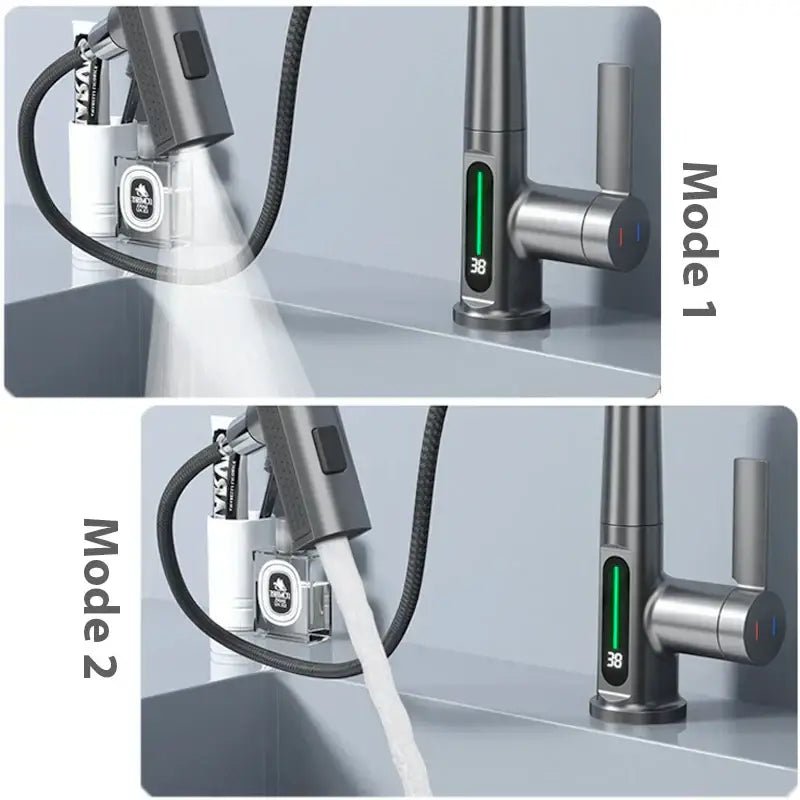 Modern stainless steel digital display basin faucet bathroom temp control