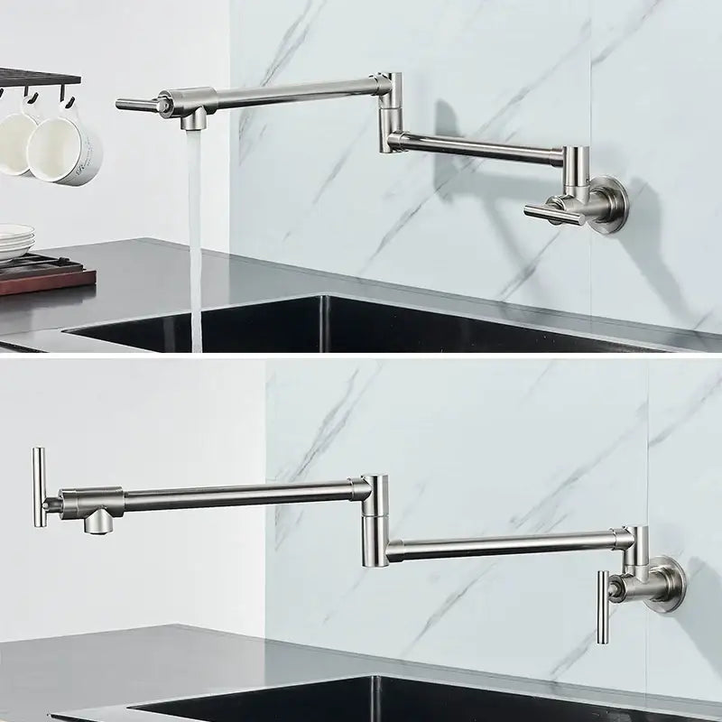 Modern stainless steel double joint spout kitchen faucet
