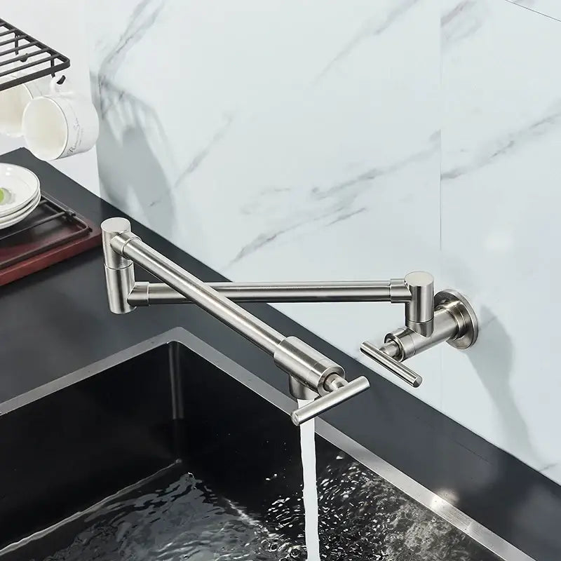 Modern stainless steel double joint spout kitchen faucet