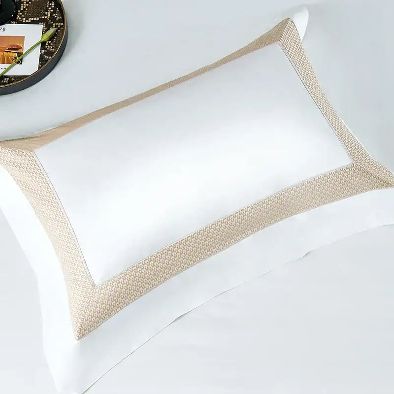 Modern striped white & beige luxury bedding set bedroom cotton