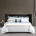 Modern striped white & beige luxury bedding set bedroom cotton