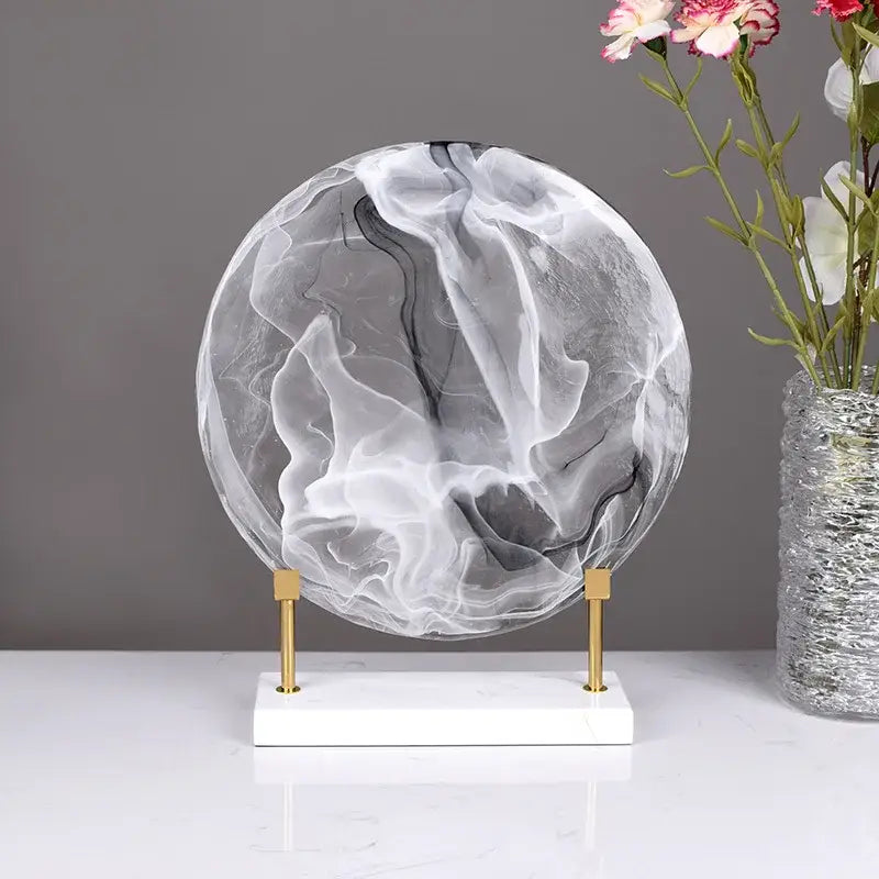 Modern swirling glass geometric disk figurines living room decor