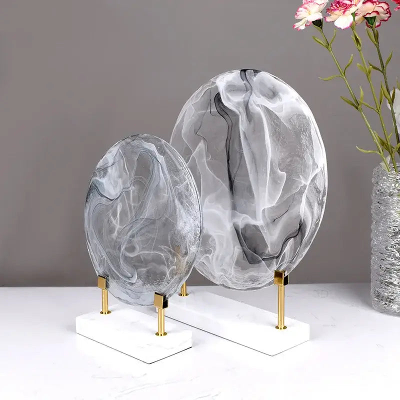 Modern swirling glass geometric disk figurines living room decor