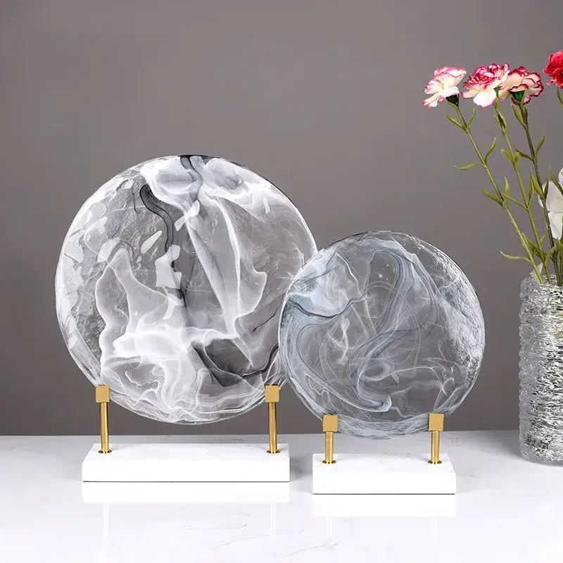 Modern swirling glass geometric disk figurines living room decor