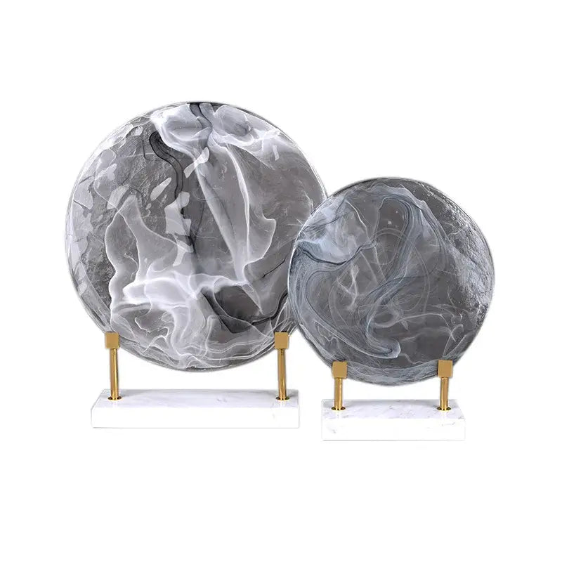 Modern swirling glass geometric disk figurines living room decor